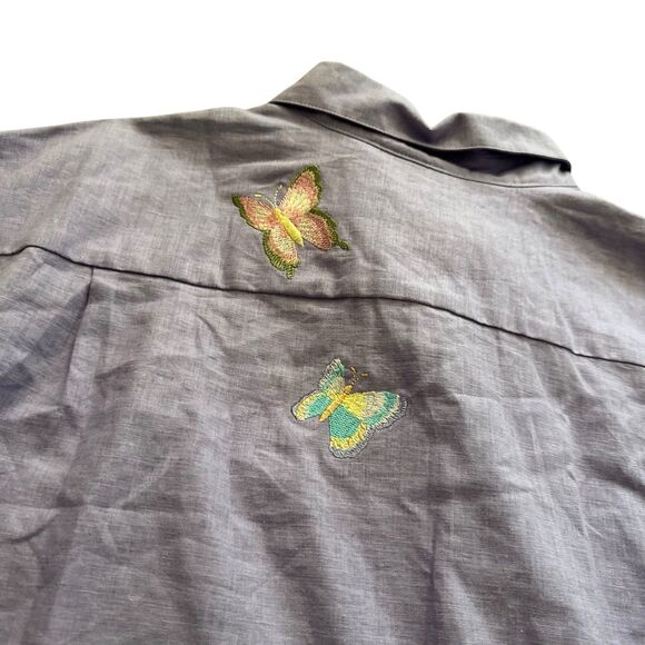 Vintage Quacker Factory Shirt Women 2Xl Purple Butterfly Embroidery Beautiful - Picture 9 of 14